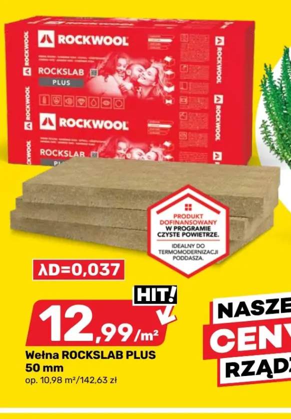 Wełna mineralna Rockwool Rockslab Plus 50 mm