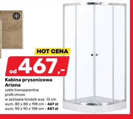Kabina prysznicowa Ariana szkło transparentne profil chrom z brodzikiem 80x80x198 cm