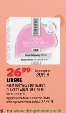 Krem odżywczy do twarzy dla cery wrażliwej Lirene