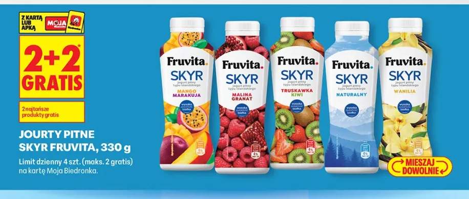 Jogurt pitny Skyr Fruvita malina granat +4 warianty