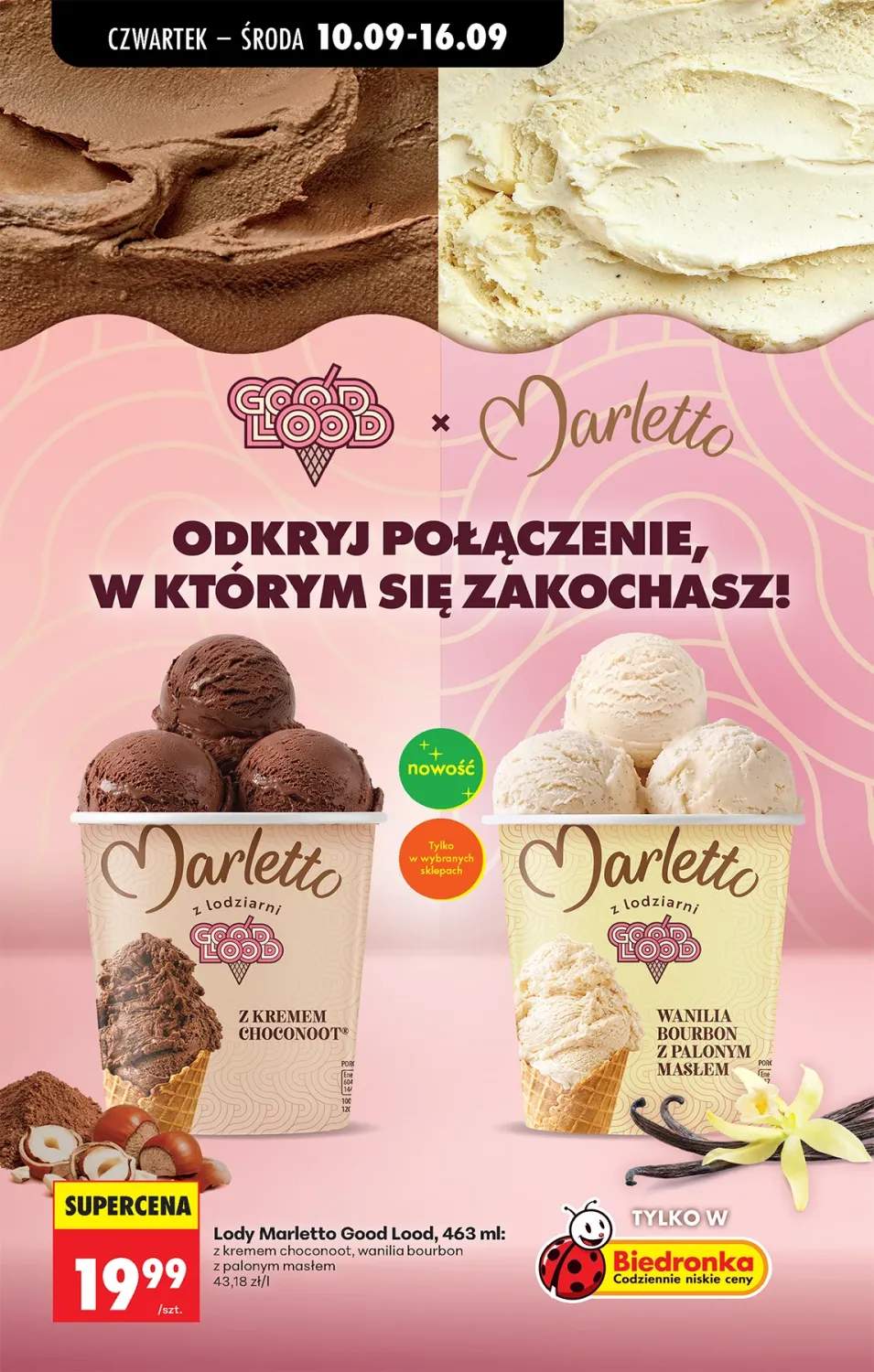 Lody Marletto Good Lood wanilia bourbon z palonym masłem +1 wariant