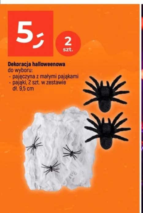Dekoracja halloweenowa pajęczyna z małymi pająkami +1 wariant