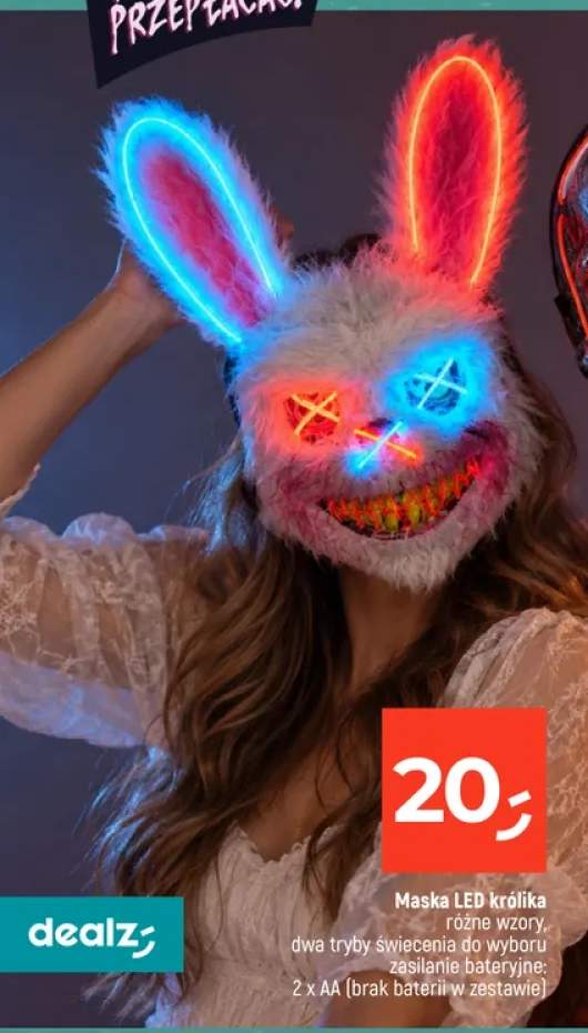 Maska LED królika