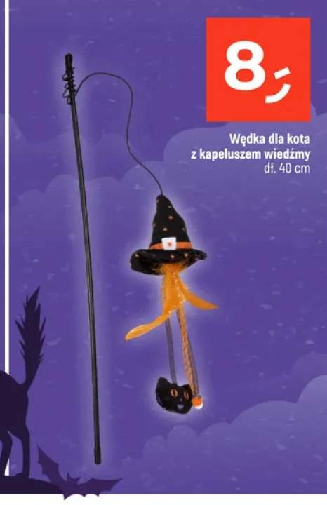 Wędka dla kota z kapeluszem wiedźmy dł. 40 cm