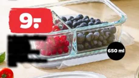 Pojemnik szklany z dwiema komorami i hermetyczną pokrywą Fresh 650 ml