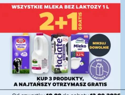 Mleka bez laktozy 1 l +4 warianty