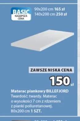 Materac piankowy Billefjord 80x200 cm +2 warianty