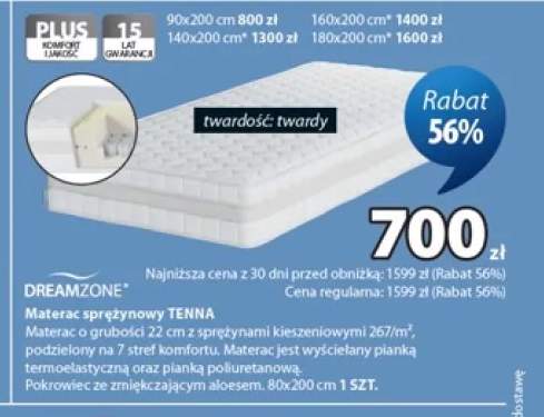 Materac sprężynowy Tenna 90x200 cm Dreamzone +4 warianty