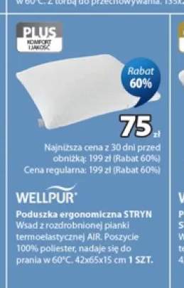 Poduszka ergonomiczna Stryn Wellpur 42x65x15 cm