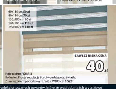 Roleta duo Femris 45x180 cm +5 wariantów