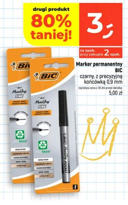 Marker permanentny BIC czarny z precyzyjną końcówką 0,9 mm