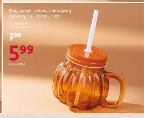 Kubek szklany z pokrywką i słomką 350 ml Eloy