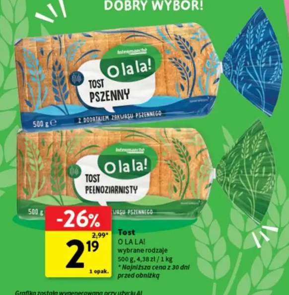 Tost pełnoziarnisty O la la! +1 wariant