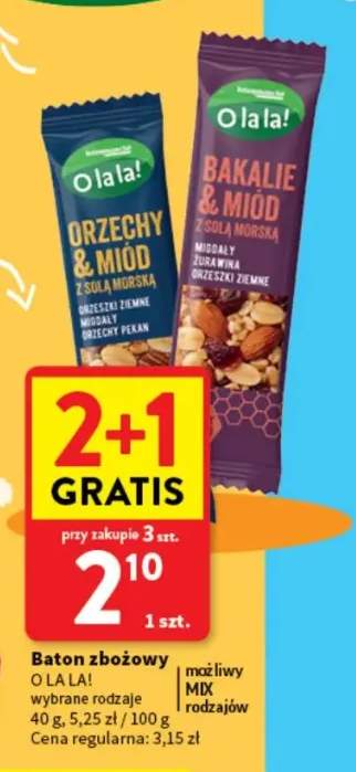 Baton zbożowy orzechy & miód z solą morską O la la! +1 wariant
