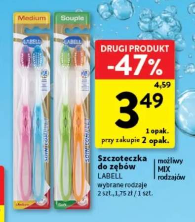 Szczoteczka do zębów Medium Labell 2-pak +1 wariant