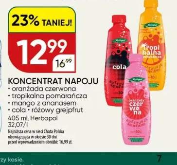 Koncentrat napoju oranżada czerwona Herbapol +4 warianty