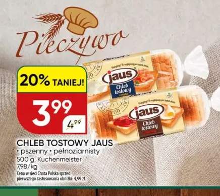 Chleb tostowy pszenny Jaus +1 wariant