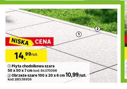 Płyta chodnikowa szara 50x50x7 cm +1 wariant
