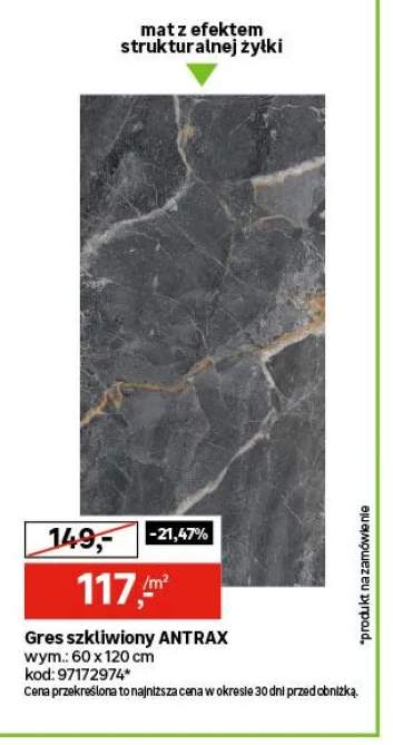 Gres szkliwiony Antrax 60x120 cm