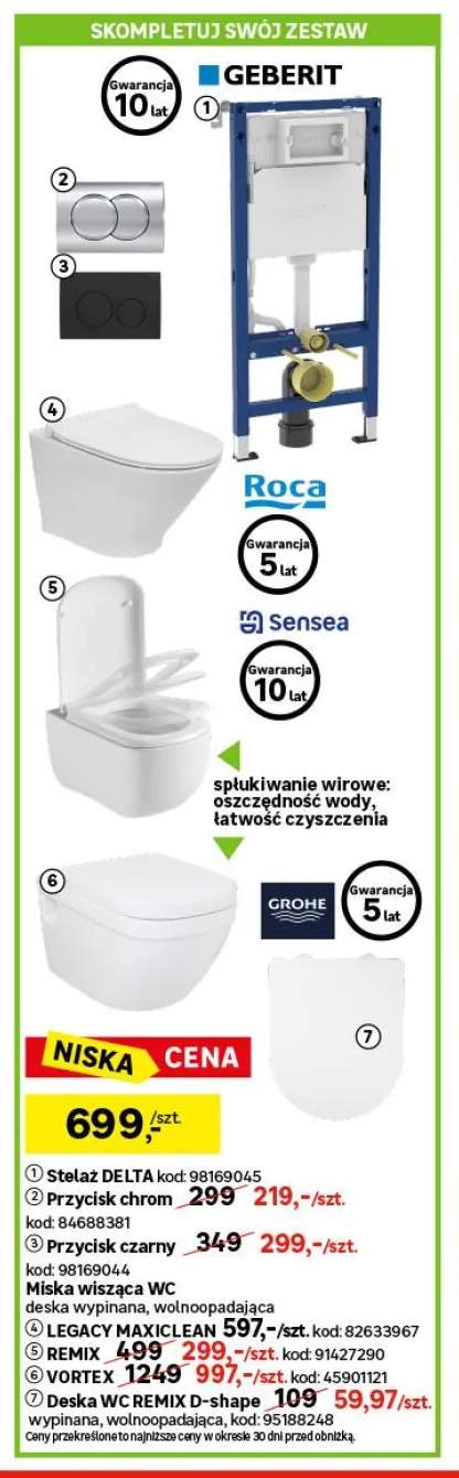 Przycisk chrom Geberit +6 wariantów