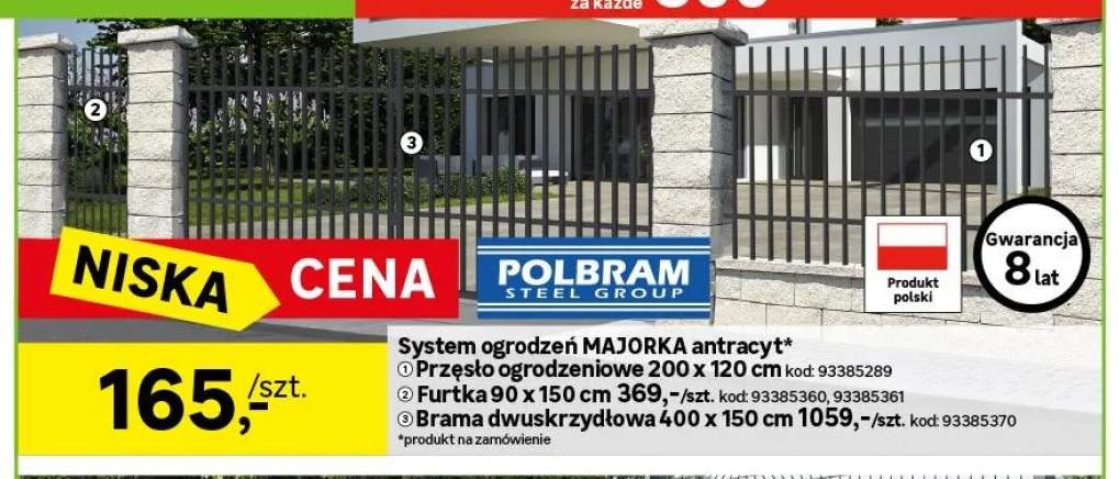 Przęsło ogrodzeniowe 200x120 cm Majorka antracyt Polbram +2 warianty