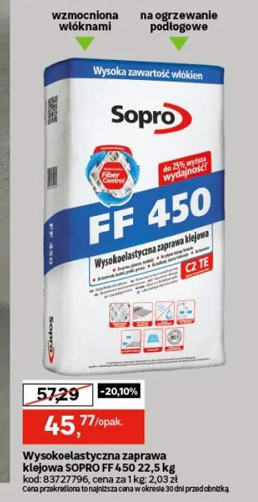 Wysokoelastyczna zaprawa klejowa Sopro Ff 450 22,5 kg