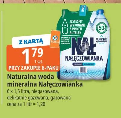 Woda mineralna niegazowana Naturalna woda Nałęczowianka +2 warianty