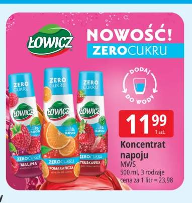 Koncentrat napoju Łowicz zero cukru malina +2 warianty