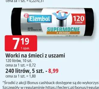 Worki na śmieci z uszami 120 l Elembal +1 wariant