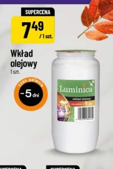 Wkład olejowy czas palenia ~5 dni Luminica