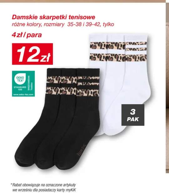 Damskie skarpetki tenisowe 3-pak 35-38 +1 wariant