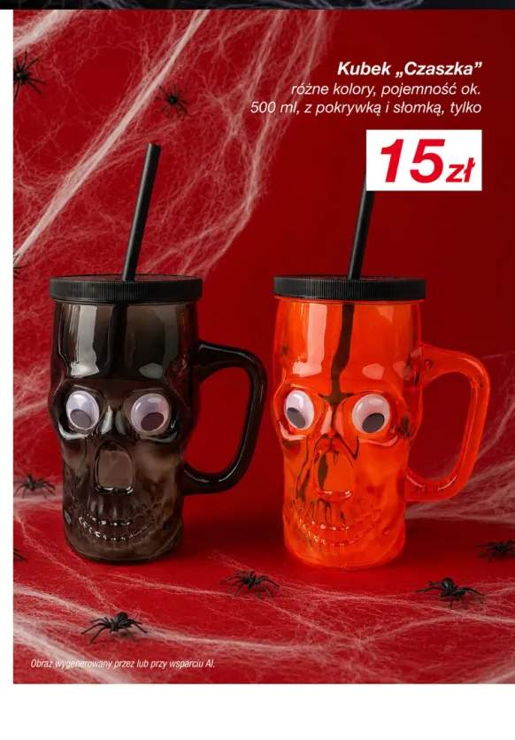 Kubek Czaszka z pokrywką i słomką 500 ml