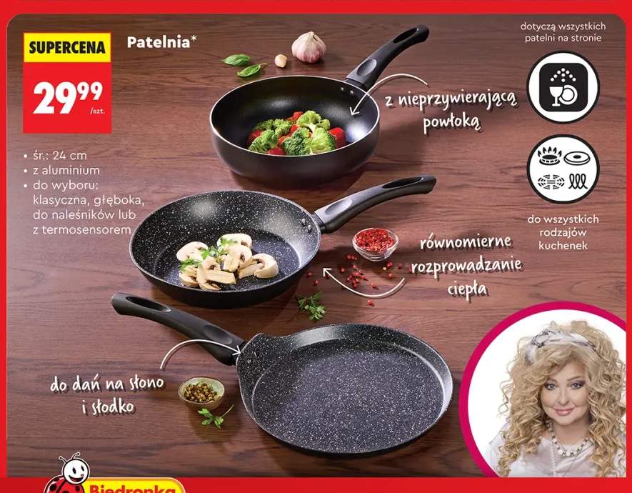 Patelnia klasyczna śr. 24 cm z aluminium Mg Home +3 warianty
