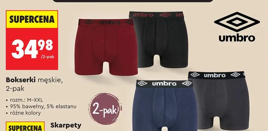 Bokserki męskie 2-pak Umbro