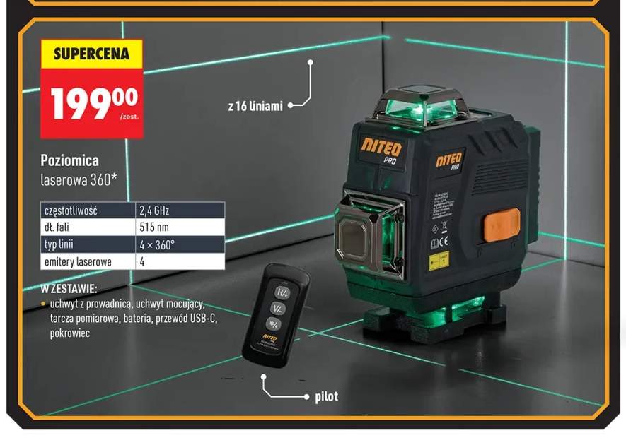 Poziomica laserowa 360° Niteo Pro