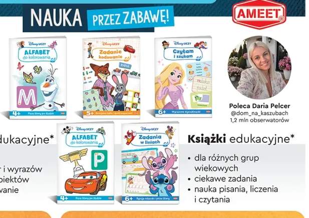 Książka edukacyjna Disney Uczy Alfabet do kolorowania M +4 warianty