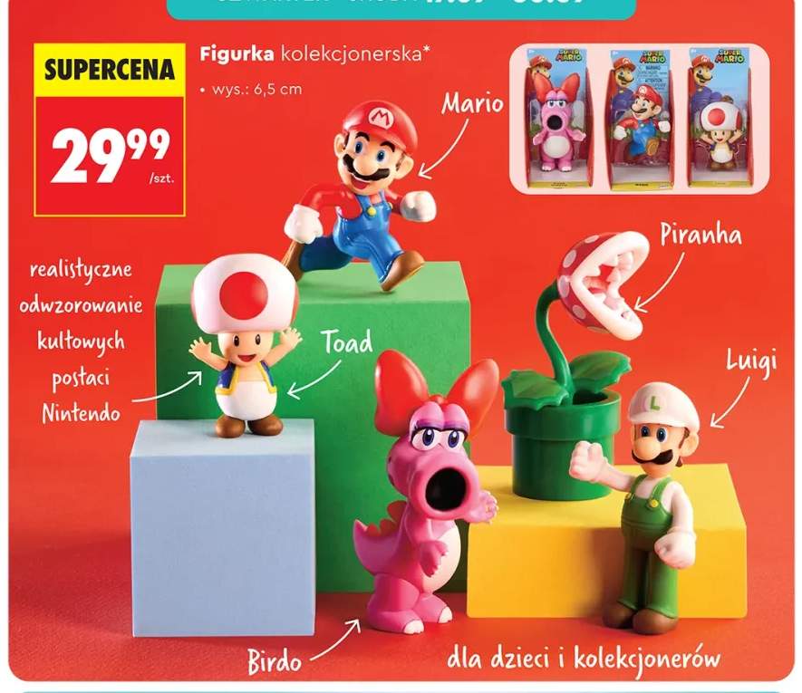 Figurka kolekcjonerska Mario wys. 6,5 cm Super +4 warianty