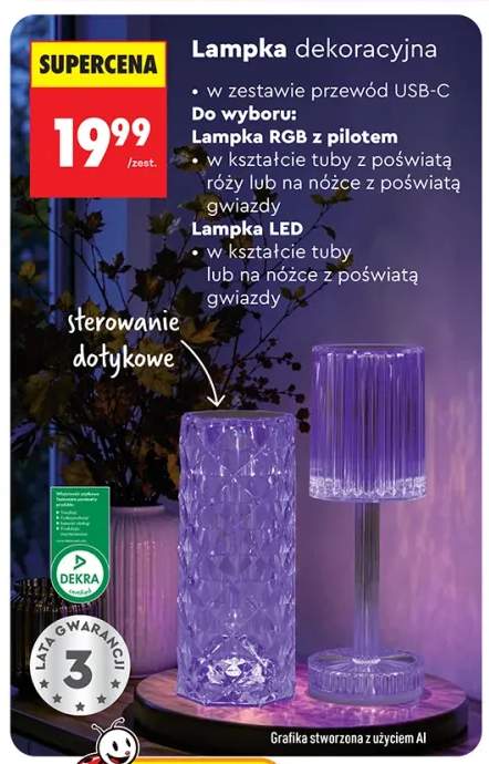 Lampka dekoracyjna RGB z pilotem na nóżce z poświatą gwiazdy Lethe +3 warianty
