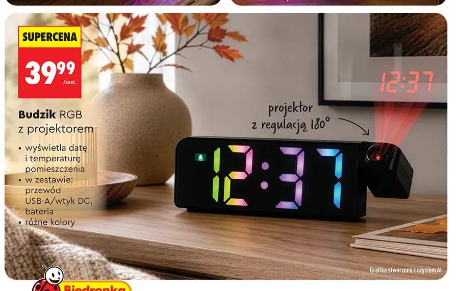 Budzik RGB z projektorem