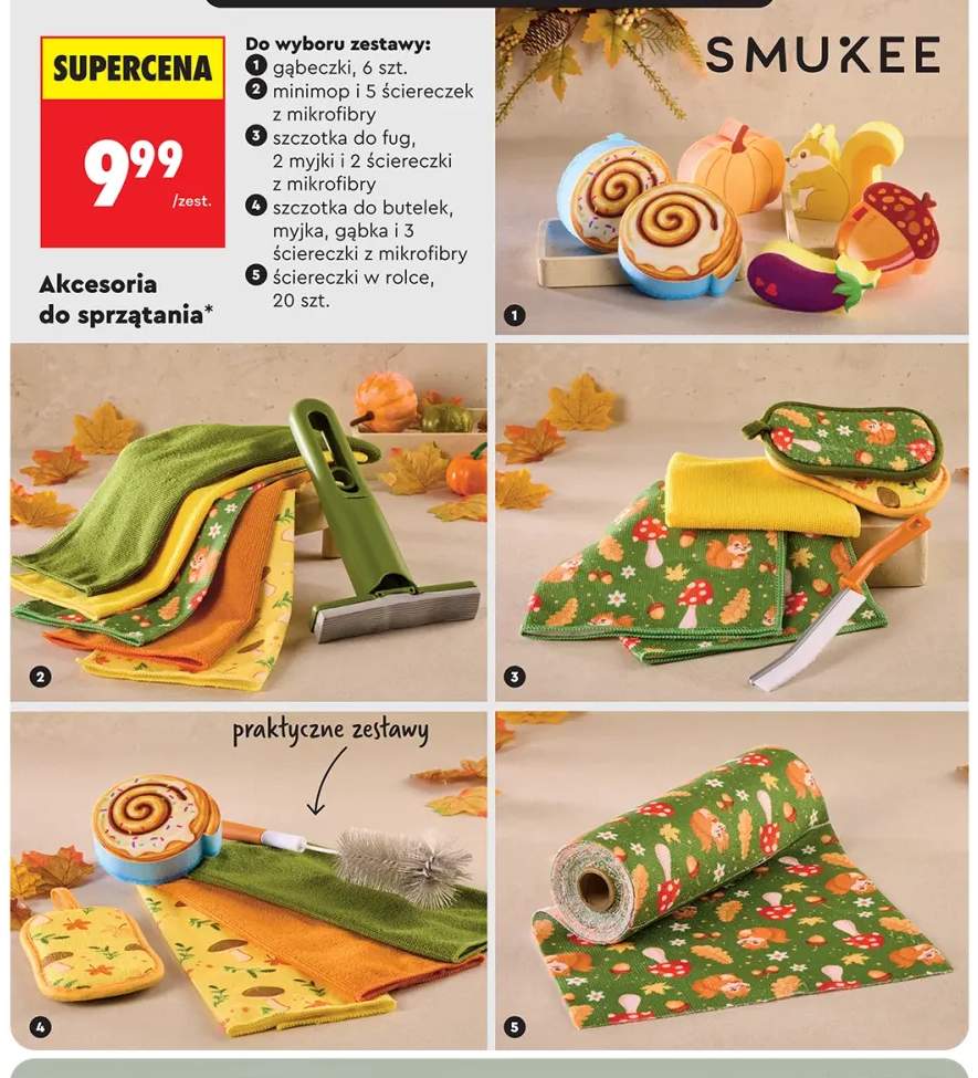 Akcesoria do sprzątania minimop i 5 ściereczek z mikrofibry Smukee +4 warianty