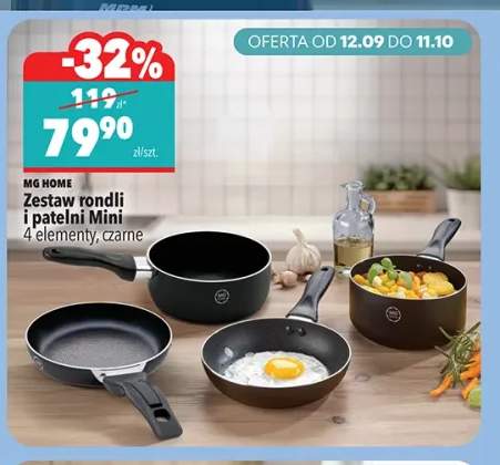 Zestaw rondli i patelni Mini 4 elementy czarne Mg Home