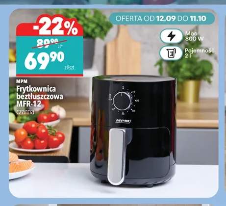 Frytkownica beztłuszczowa MFR-12 czarna Mpm