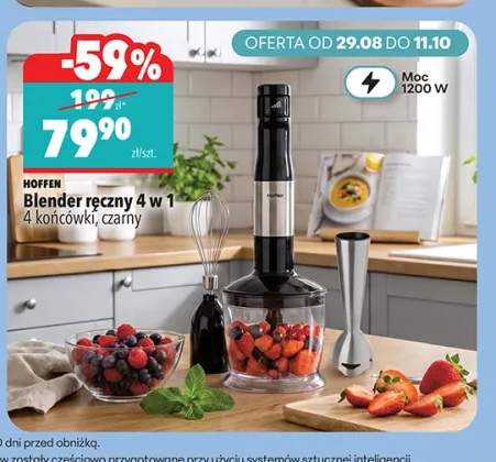 Blender ręczny 4 w 1 4 końcówki czarny Hoffen