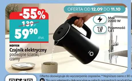 Czajnik elektryczny podwójne ścianki czarny Hoffen