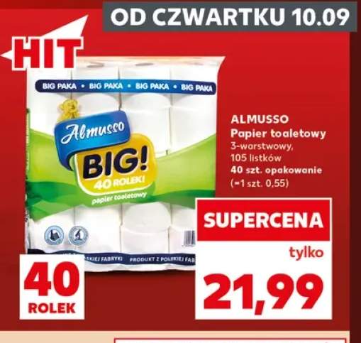 Papier toaletowy 3-warstwowy 105 listków Almusso 40-pak