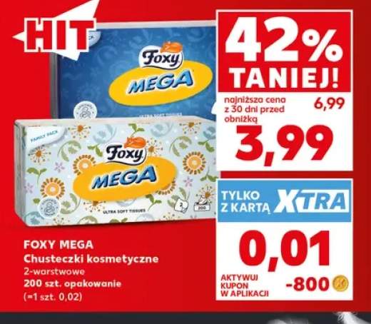 Chusteczki kosmetyczne 2-warstwowe Foxy Mega