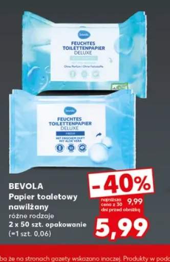 Papier toaletowy nawilżany Ultra Sensitive Bevola +1 wariant
