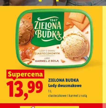 Lody dwusmakowe ciasteczkowe i karmel z solą Zielona Budka