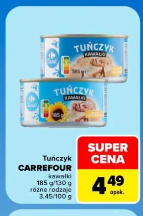 Tuńczyk kawałki w sosie własnym Carrefour +1 wariant
