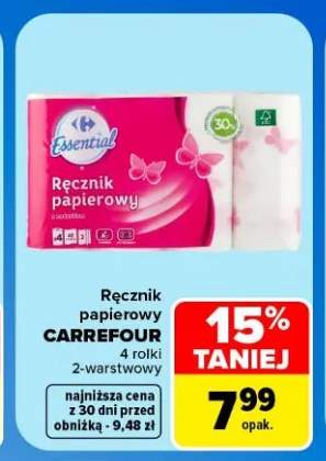 Ręcznik papierowy 4-pak 2-warstwowy Carrefour